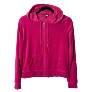 Fashion Nova Hot Pink Y2K Velvet Zip-Up Hoodie Sweatshirt
